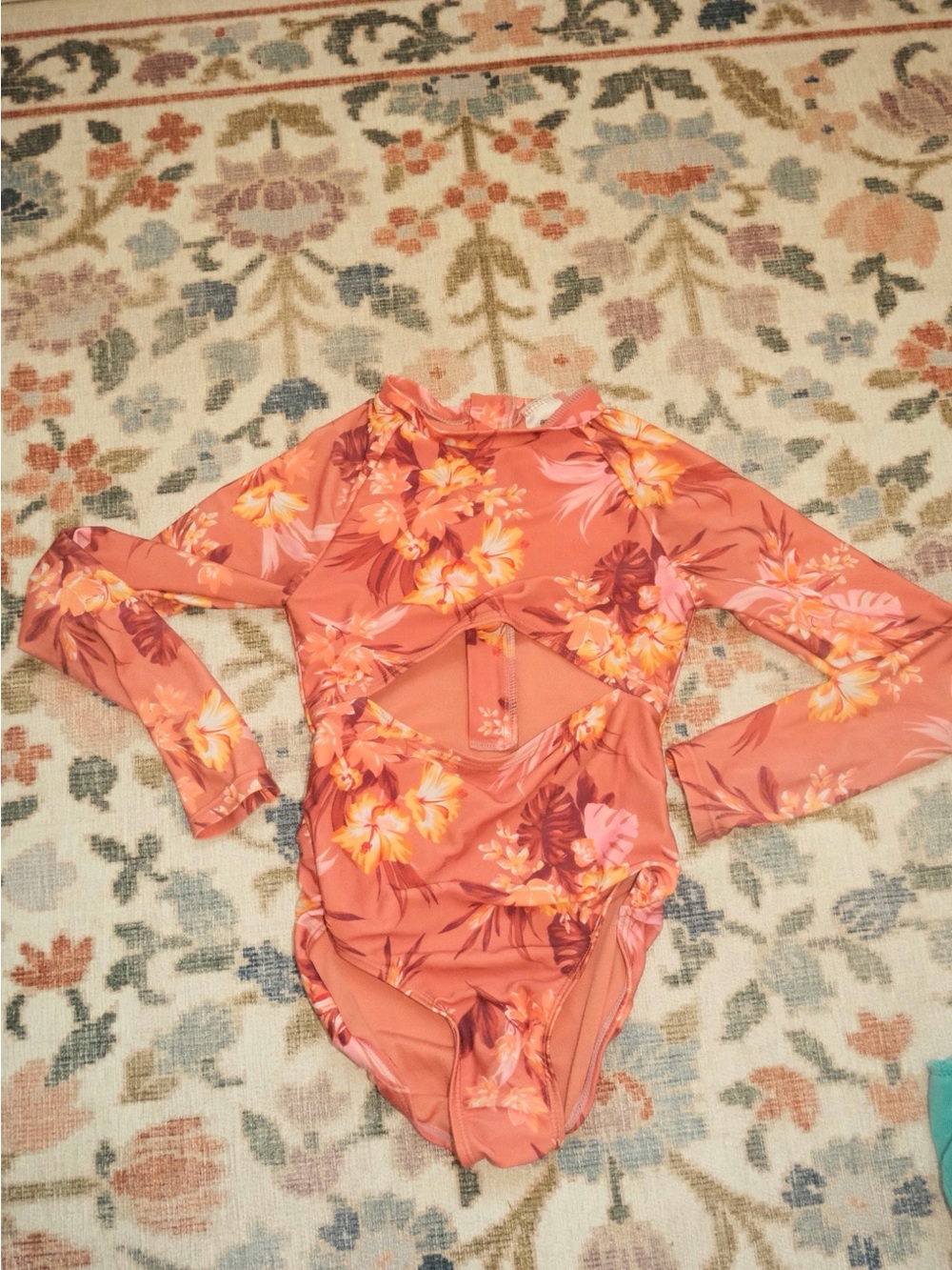 art class Coral Floral Long-Sleeve One-Piece Swimsuit
